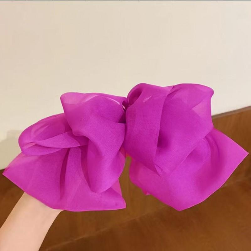 Large Bow Hair Clip Women Claw Back Of Head Accessory Net Fabric Handmade Korean Style
