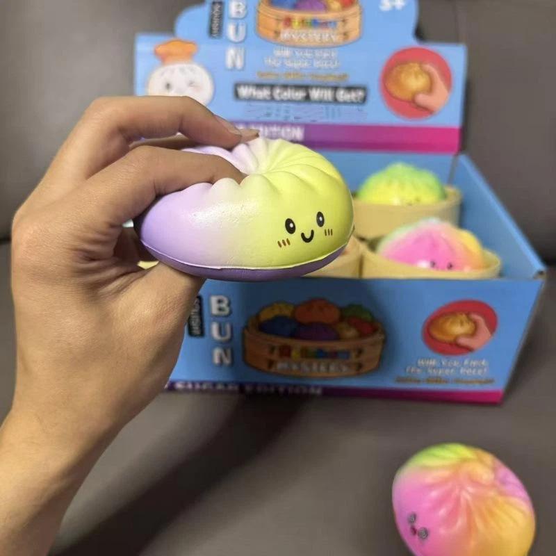 New Dumpling Pressure Dumpling Squishies Cute Colorful Bun Toy Slow Rising Stress Relief Fidget Toy For Adults Anti-Anxiety Gif
