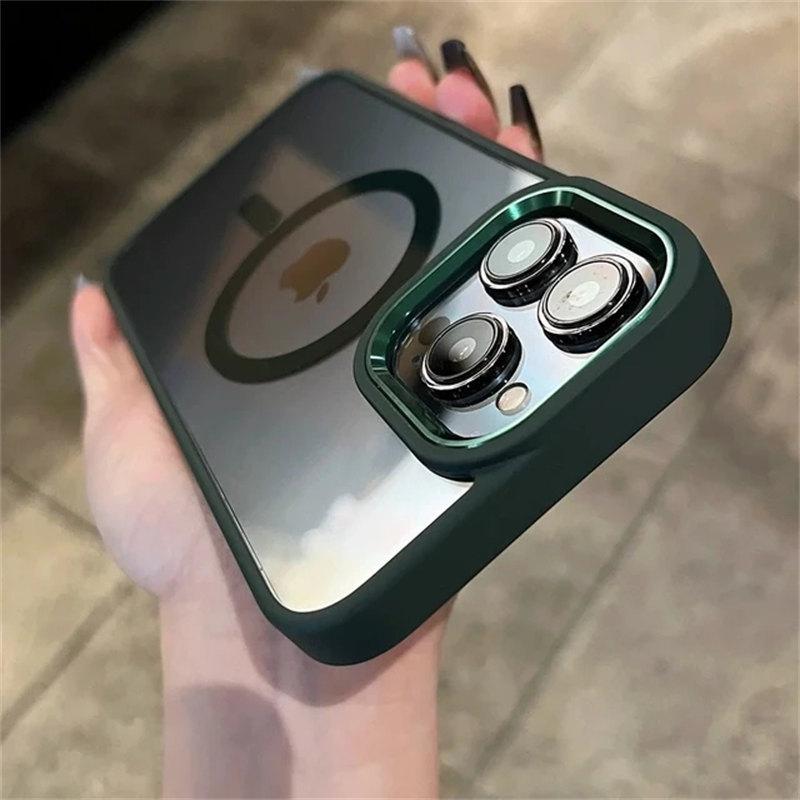 Magnetic Luxury Clear Armor For Magsafe Wireless Charging Case for iPhone 15 14 Plus 13 12 11 Pro Max Shockproof Bumper Cover