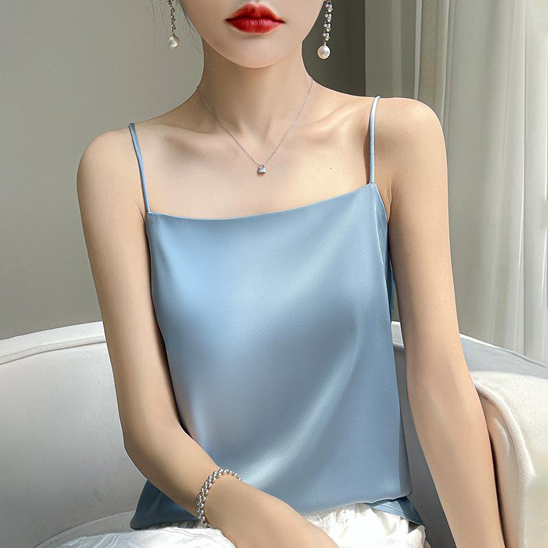Women's Sleeveless Bandeau Top Off-The-Shoulder Elegant Satin Camisole