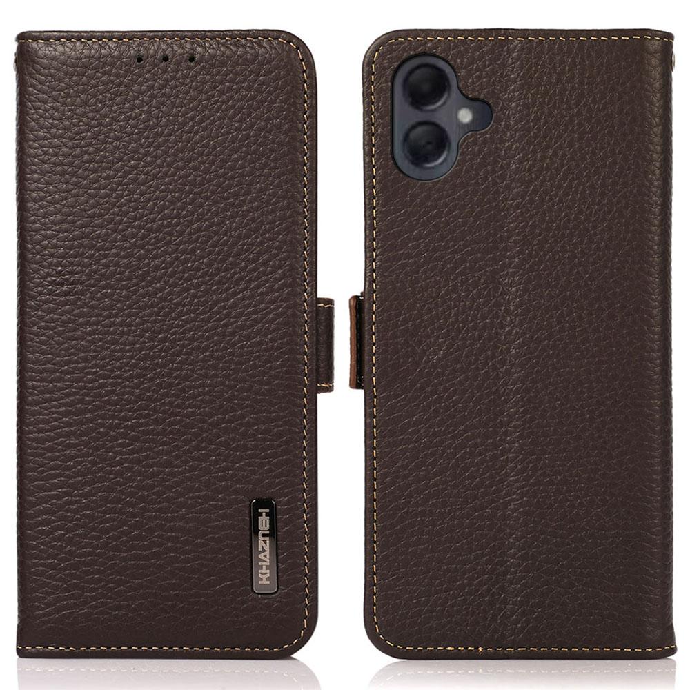 KHAZNEH For Samsung Galaxy A06 4G Phone Case Genuine Cow Leather Cover RFID Blocking