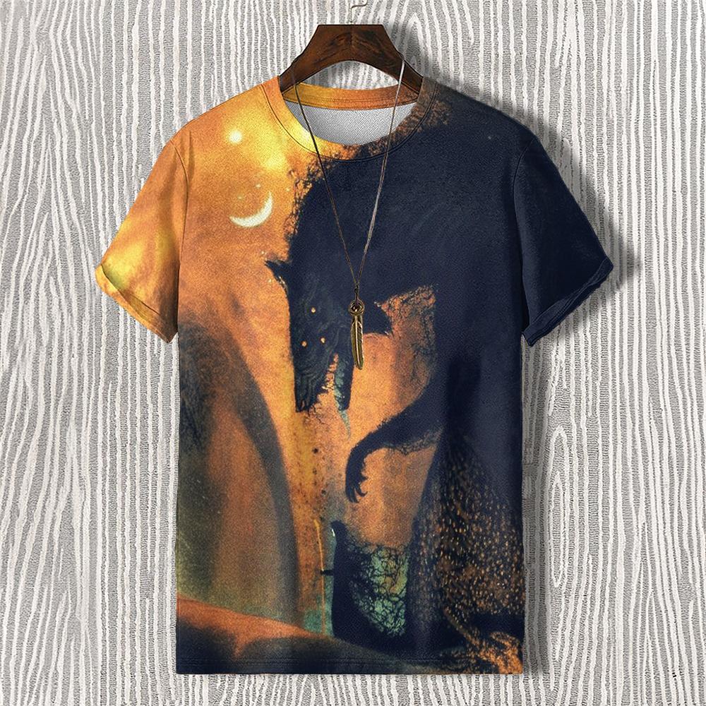 Tarot Teufel T-Shirt Für Herren Hip Hop Muster Kurzarm T-Shirts Tops Sommer Lässig Herrenbekleidung Retro Schwarz Übergroßes T-Shirt