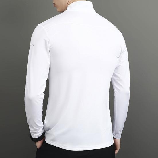 Men's Sports Shirts Stand Collar Half Zip Sweatshirt Solid Color Slim Fit Long