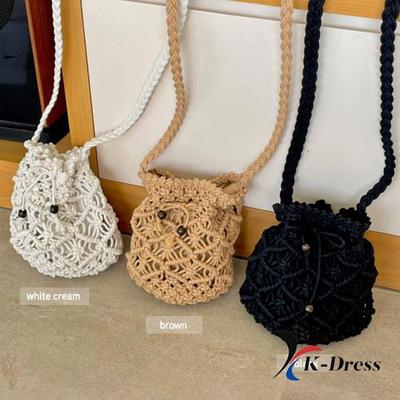Kese İşlemeli Rattan Çapraz Çanta (3 Renkler)