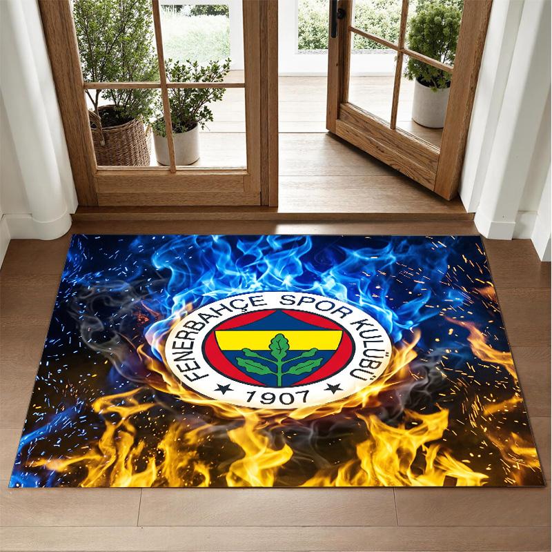 Fenerbahçe FC Design Crystal Velvet Rug Soft Decorative Mat for Bedroom Entrance