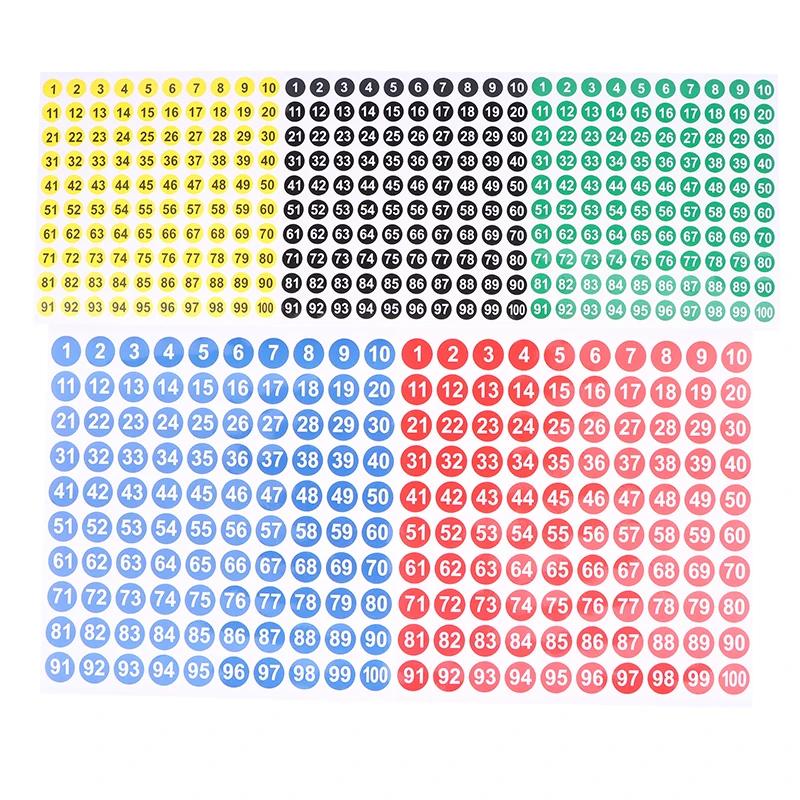 5 Ark Nummerklistermärken 1-100 Etikett Nummerklistermärke För DIY Hantverk Nagellack Limflaska Scrapbooking Dagbok Kontorsmaterial