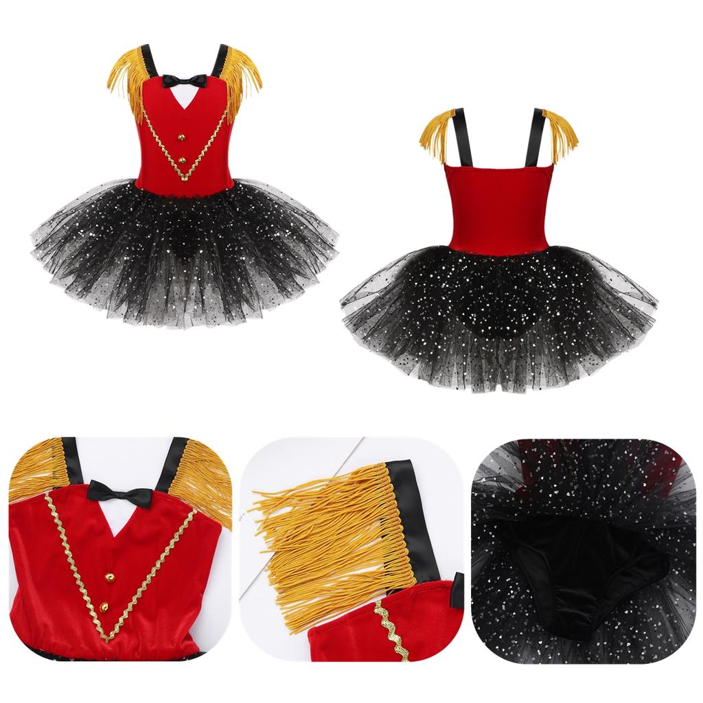 Kids Girls Circus Ringmaster Costume Dancewear for Halloween Cosplay Party
