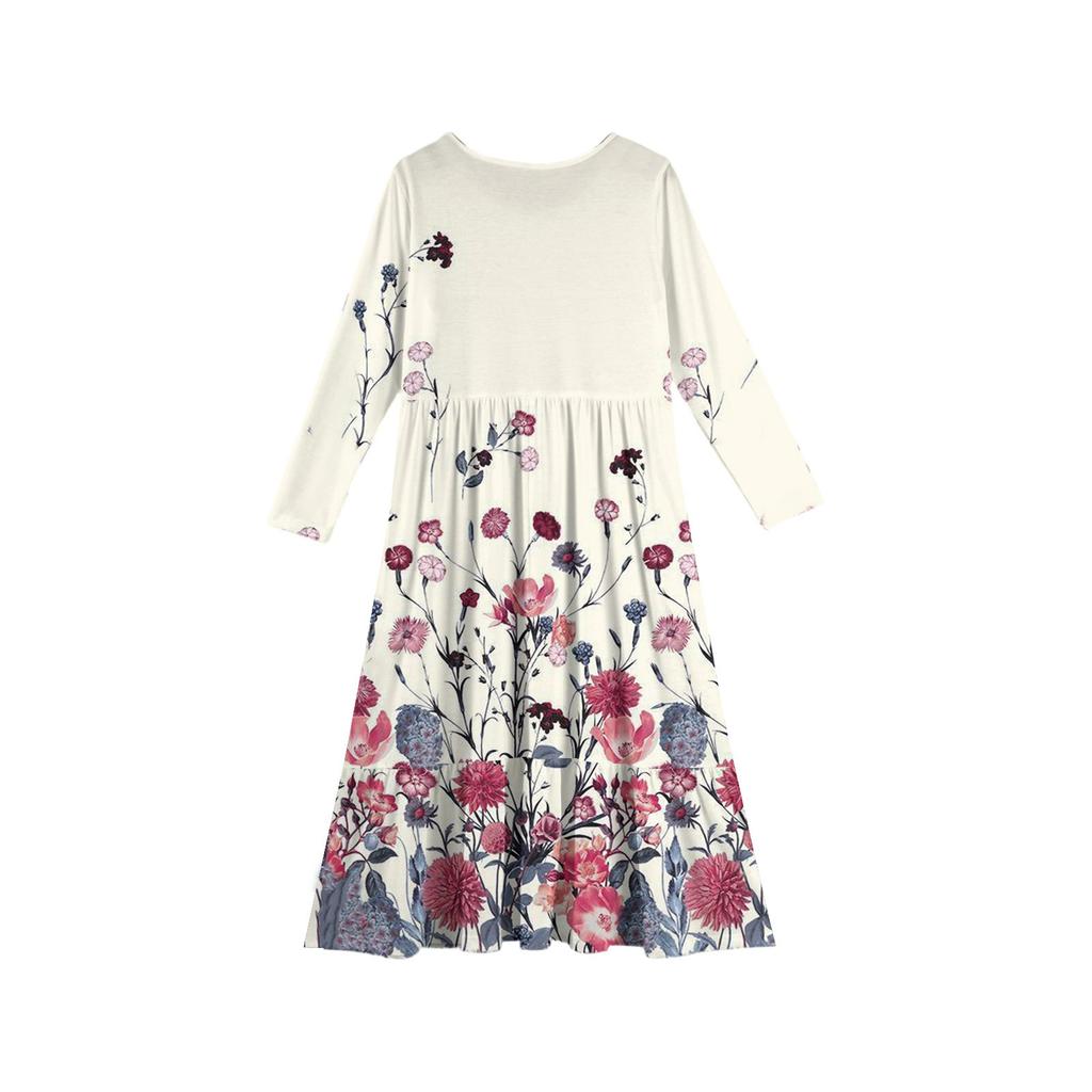Girls' Maxi Dress Casual Holiday Dresses - Long Sleeve Dress With Pockets For 4-14Y
