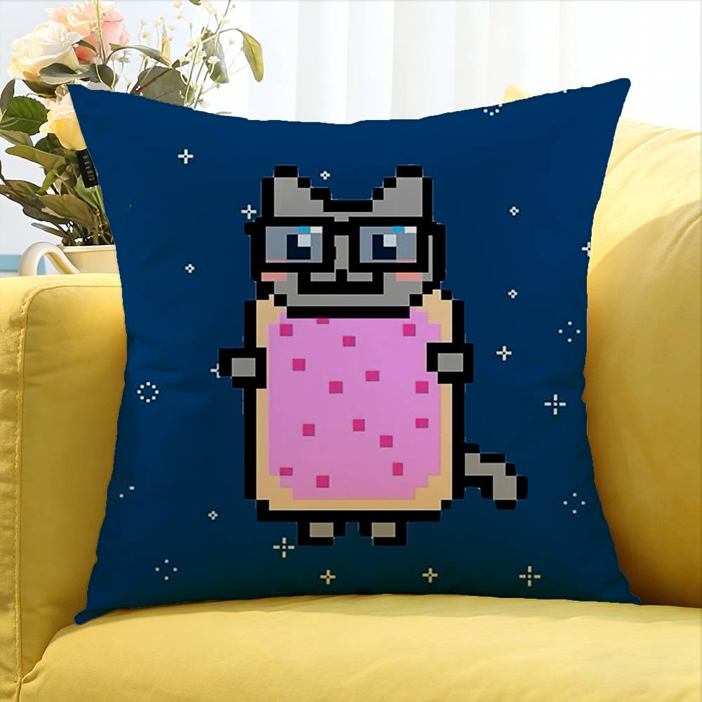cute Rainbow Alien Nyan Cat Various Sizes Square Pillow Case For Car Home Bedchamber Decor