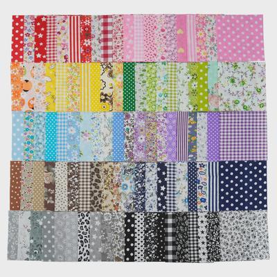Set de pânză mozaic de 100 de culori: Bumbac cu țesătură simplă florală, carouri și buline pentru lucrări de bricolaj