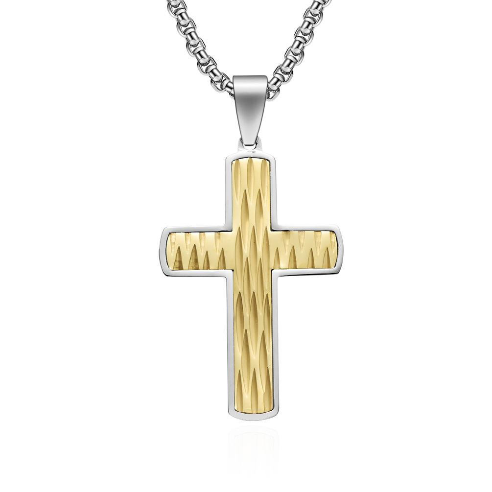 New Cutting-edge Design Knife Pattern Stainless Steel Cross Pendant Trendy Men Titanium Steel Pendant Value Pendant Necklace 60CM