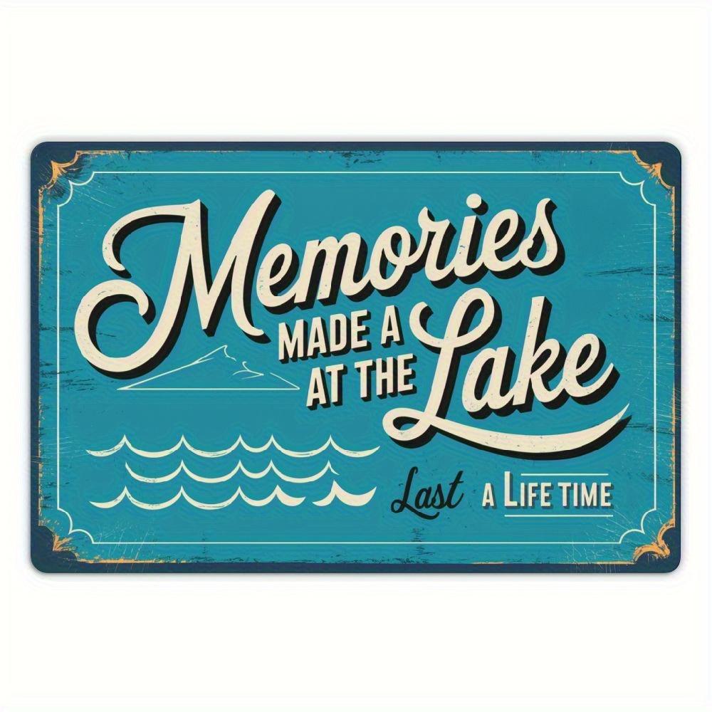 

2D плоские деревянные 1 шт 30*20 см деревенские деревянные знаки бирюзовый знак, празднующий воспоминания об озере. «Прочный настенный и садовый декор для внутреннего и наружного использования 30*20cm