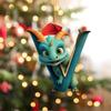 2D 26 Letters Christmas Dragon Pendants Acrylic Printed Pattern Dragon Baby Hanging Ornament Decorative Christmas Tree Pendants