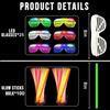 125 Pack Glow in the Dark Party Supplies for Kids Adults,Light Up Party Favors with 25 LED Glow Glasses Sunglasses,100 Glow Sticks Bulk Glow
