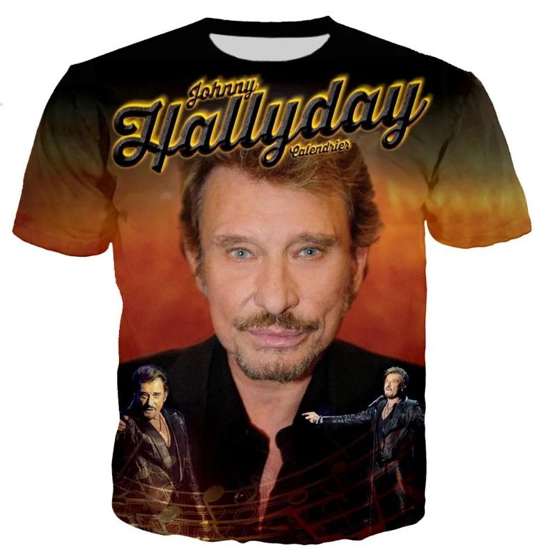 Nieuw Meest Populaire Popzanger Johnny Hallyday 3D Geprint T-shirt Mannen Vrouwen Rock Casual Straatkleding Hip Hop Harajuku Tops