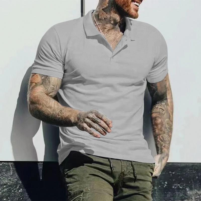 Solid Colour Thin Polo Tops Casual Sports Summer Lapel Polo Shirt Slim Short-sleeved T-shirt Men S