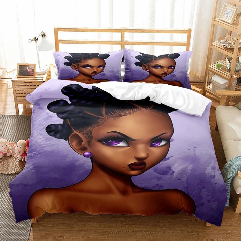 African Girl Bedding Set Fashion Duvet Cover Sets KidsTwin Full Queen King Bedroom Set Home Textile Housse De Couette 200X229