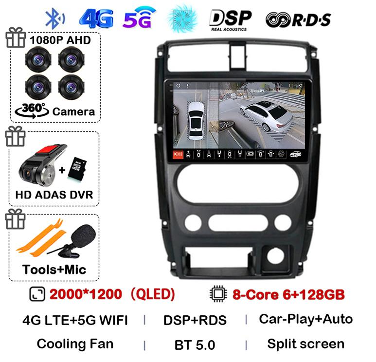 Android 14 Carplay Auto Car Radio For Suzuki Jimny 3 2005 - 2019 Multimedia Video Player Navigation GPS Stereo WIFI+4G Head Unit