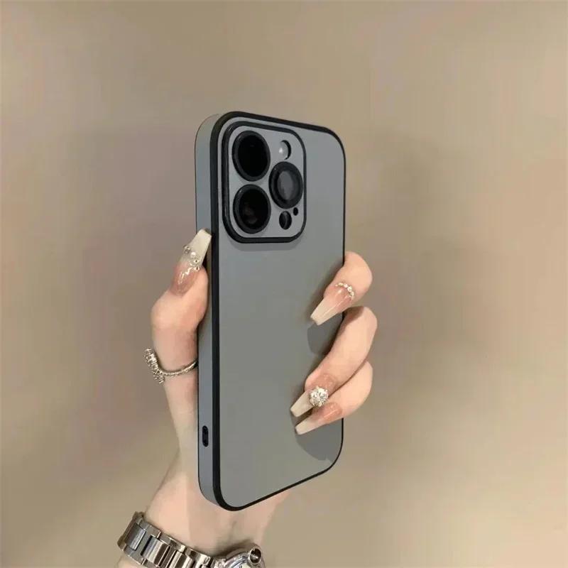 Luxury Matte Cortex Phone Case For iPhone 17 16 15 14 13 12 11 Pro Max Plus Shockproof Lens Protection Bumper Back Cases Cover