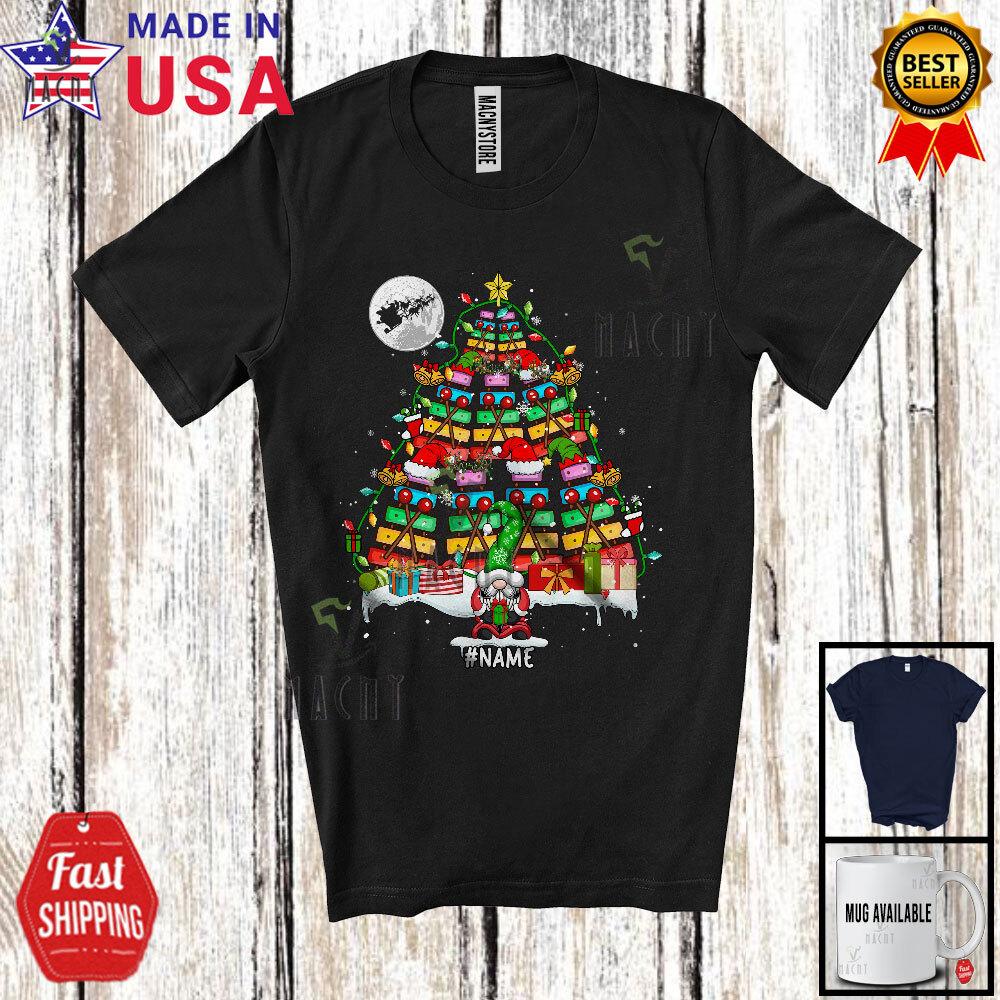 

Custom Name Xylophone Christmas Tree Gnome Musical Instruments Player T-Shirt M