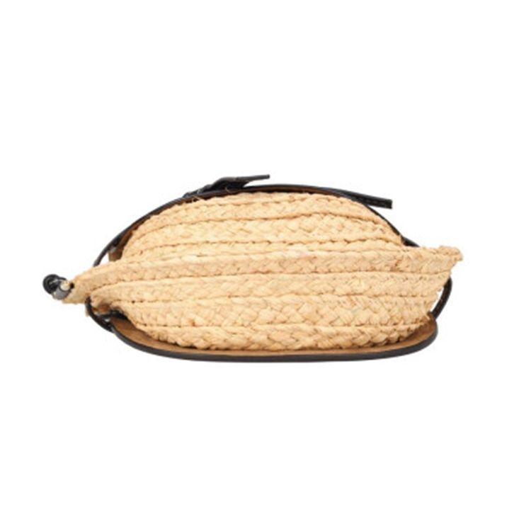 Loewe Gate Bow Bag Handwoven Straw Anagram Embossed Shoulder Crossbody Bag Vacation Bag Small Women bags Black 32913T20-1208