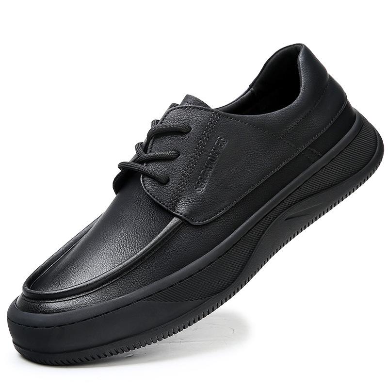 2025 Spring and Summer New Men's Shoes Leather Versatile Platform Fashion Trend Hollow Breathable Casual Leather Shoes Men's Trend