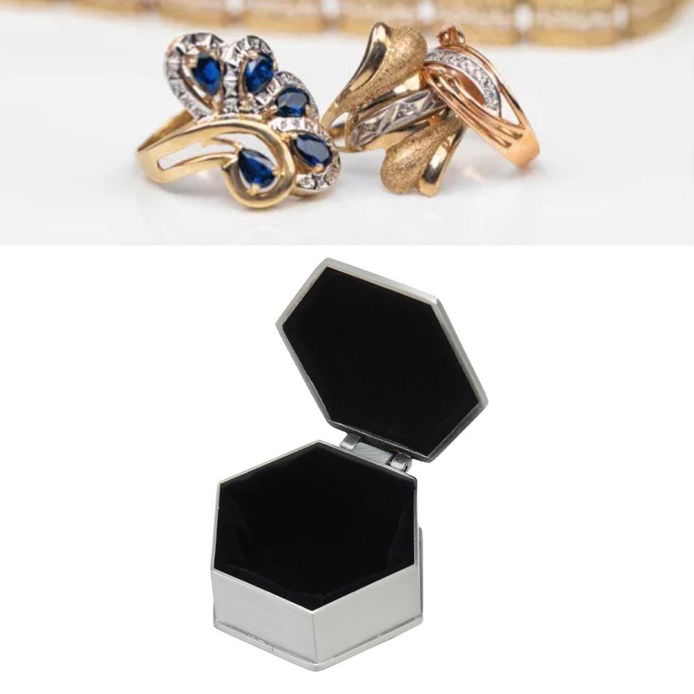 Emboss Zinc Alloy Trinket Box Hexagonal Sexangle Jewelry Storage Box  For Women