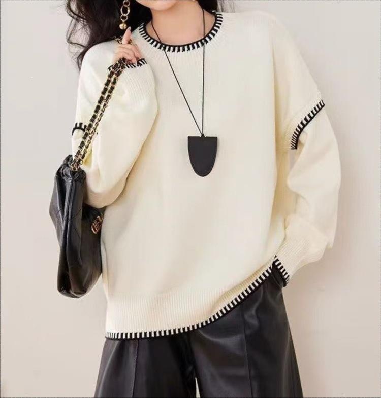 Japanese-Korean Style Women's Autumn Patchwork Pullover Sweater