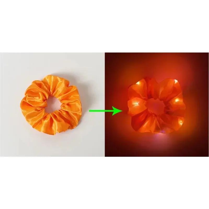 1pcs LED Luminous Hair Scrunchies Light Up Hair Scrunchies Elastic Light Women Girls Hair Bands for Halloween Christmas Party