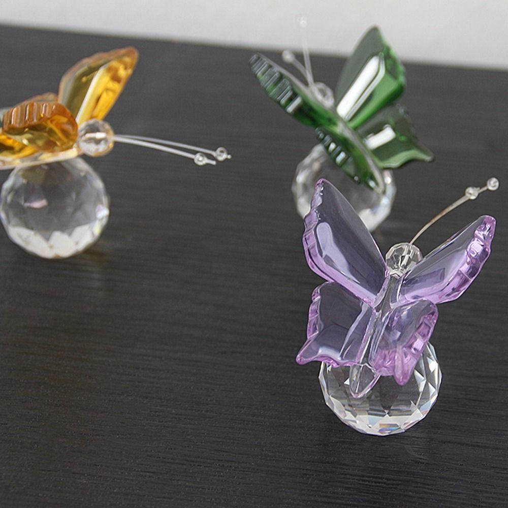 Cute Butterfly Ornament White Crystal Crystal Crafts European Style Crystal Butterfly Wedding