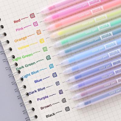 Juego de 12 bolígrafos de gel Kawaii Estético Papelería Bonita Papelería Bolígrafo para diario de estudiante Bolígrafo para agenda Rotuladores de colores Material escolar