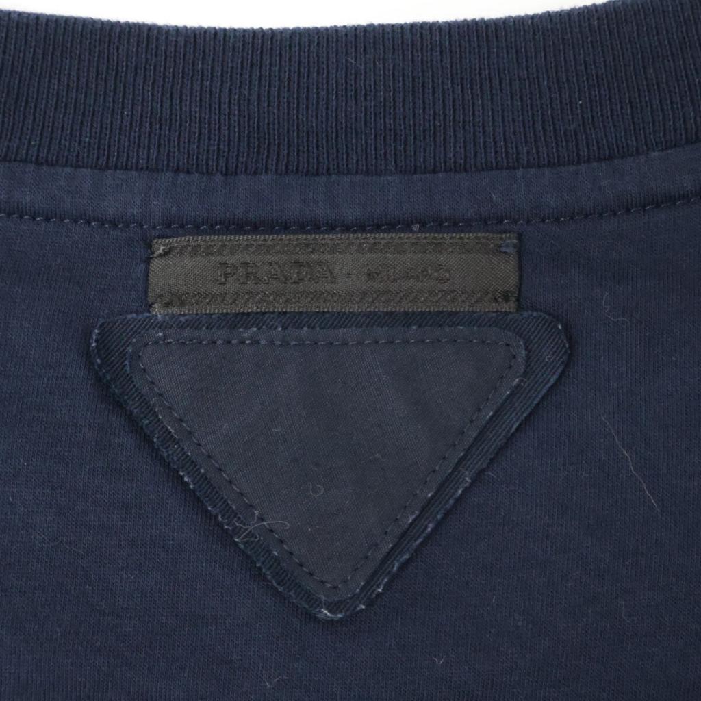 PRADA UMJ492 Navy Triangle Logo Crew Neck T-Shirt tops M NavyUsed
