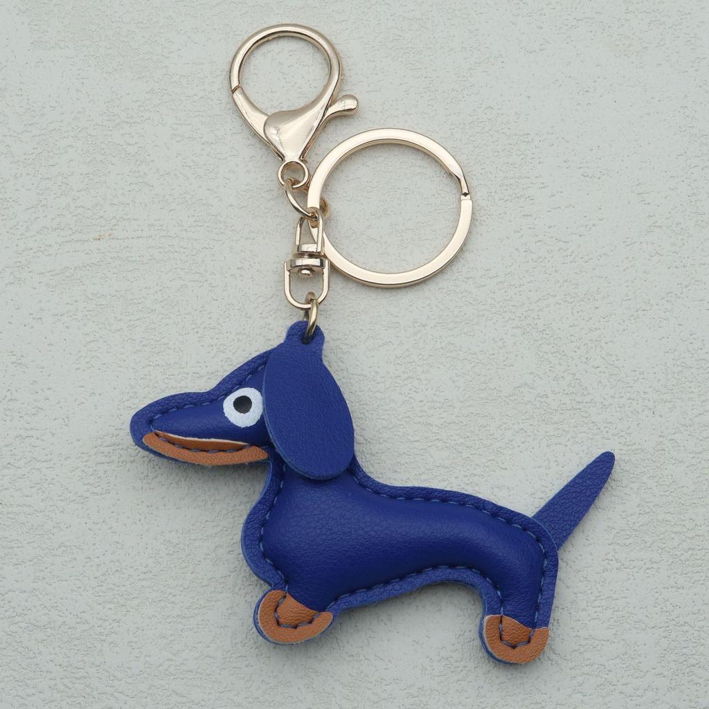 In-Stock Dachshund Cartoon Pendant Leather Dog Bag Charm Phone Case Accessory Creative Car Charm