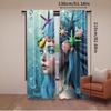 2Pcs Mermaid Curtain Woman Underwater Themed Make Up Hairstyle Starfishes Seashells Bubbles For Bedroom Living Room And Dining
