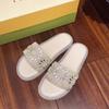 Fashion Pearl Crystal Broadband Soft Sole Anti-slip Wear-resistant Flat Shoes Women Fashion Round Head Light Slippers