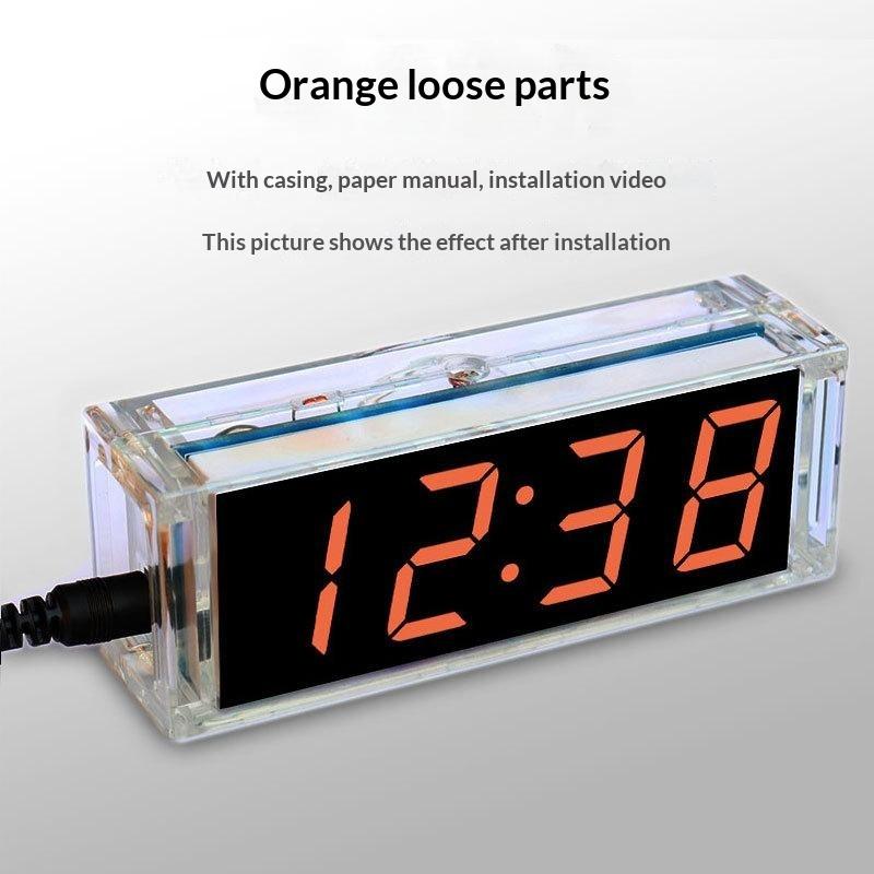 DIY MCU Electronic Clock LED Kit Light Control Temperature Thermometer Function for Desktop Bedroom Night Stand Decor