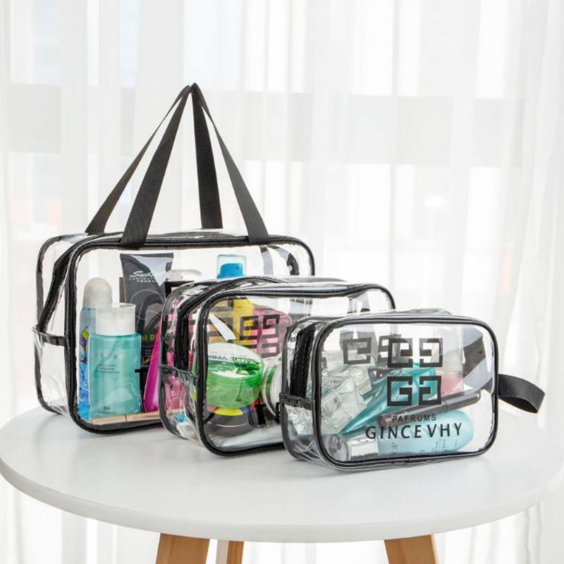 Waterproof Portable Transparent Makeup Bag - Large Capacity Travel Cosmetic Organizer for Women