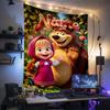 Custom Name Masha Bear Tapestry Wall Hanging for Bedroom, Living Room & Dorm Decor, Modern Home Wall Art