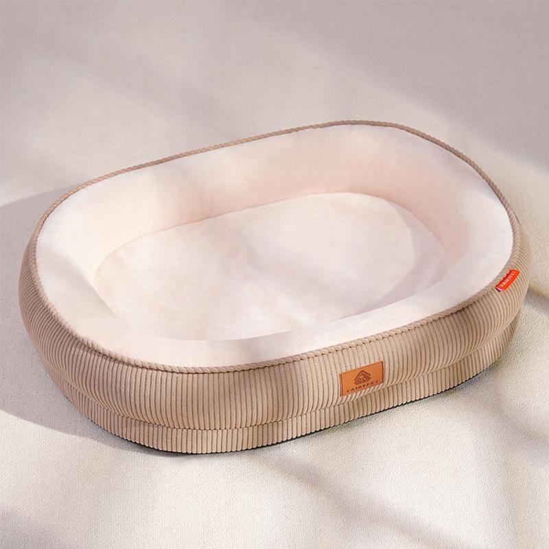 

Corduroy Dog Bed Removable Washable Dogs Mat Winter Thickened Warmth Dogs Pad Soft Plush Anti-slip Pet Sofa Bed Dog Accessories S 48X38X12CM хаки
