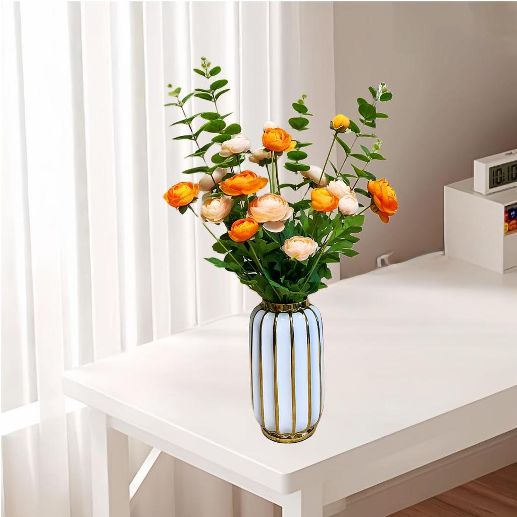 Nordic Large Resin Rattan Vase for Dried Flowers - Ceramic Look, Iron Art Floor Decoration.