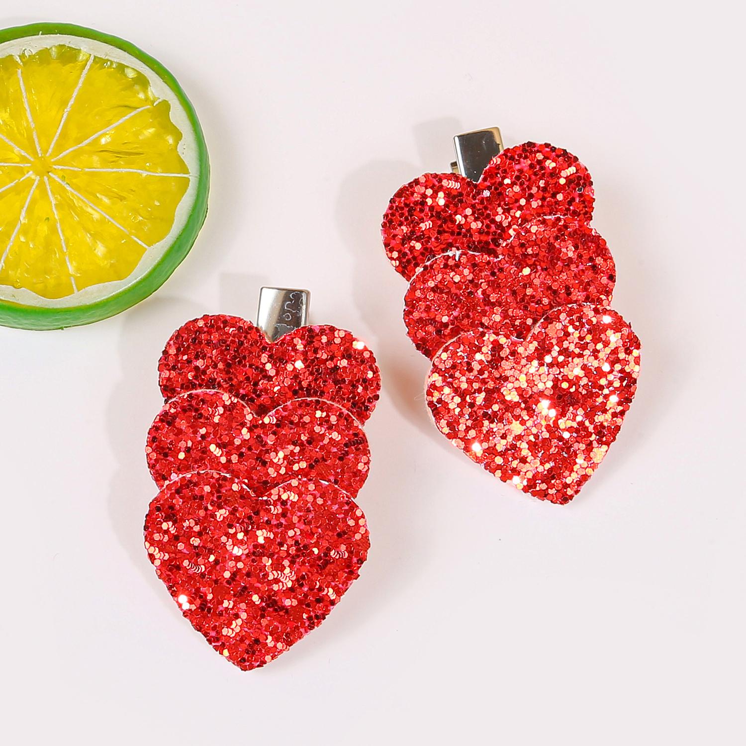 

2/8 шт. Милые блестящие заколки для волос в форме сердца для девочек, заколки-автоматы для женщин, детские заколки на День независимости США, детские аксессуары для волос