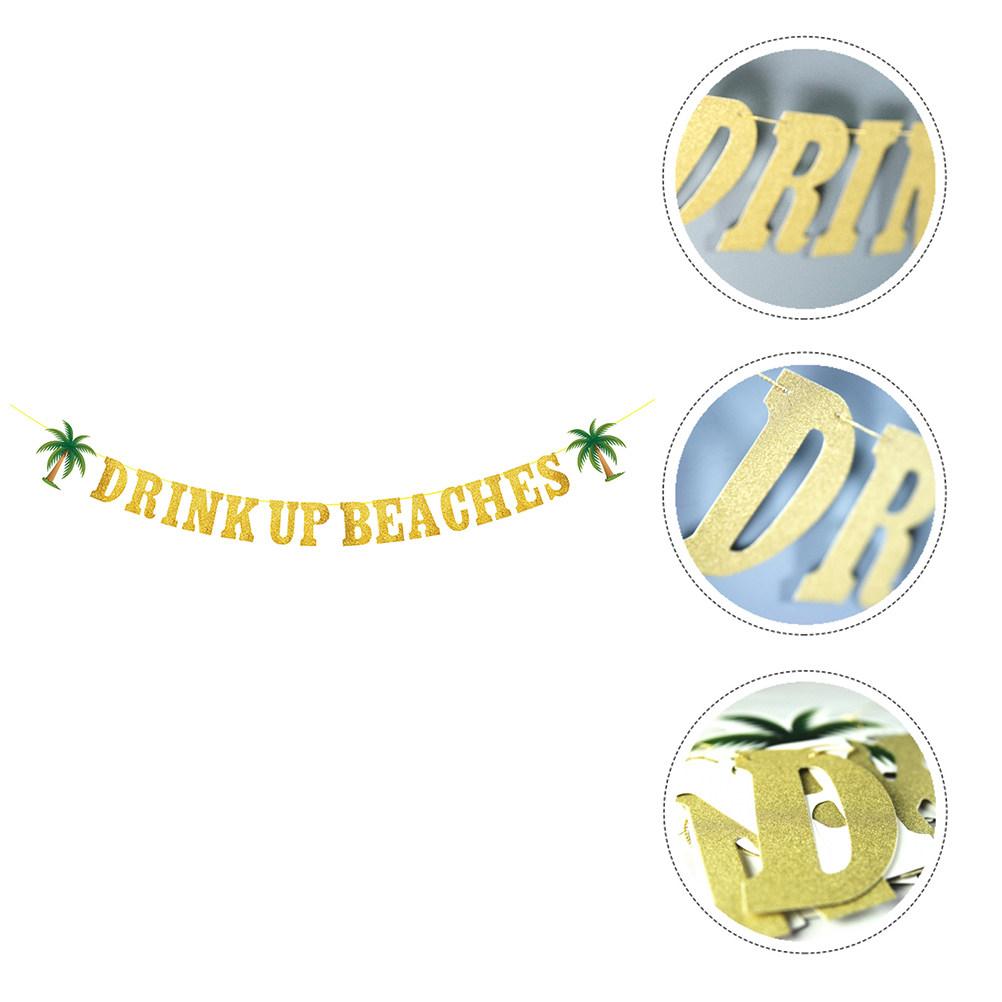 Golden 3.5m Hawaiian Banner Beach Party Decoration, Tinsel Fringe Garland Luau Supplies for Summer,Hawaii Tropical Festive Decor