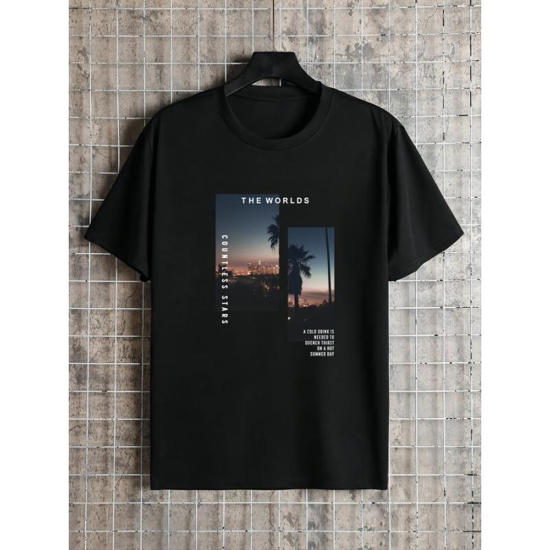 Fashionable mens comfortable cotton tshirt mens summer outdoor casual clothing M