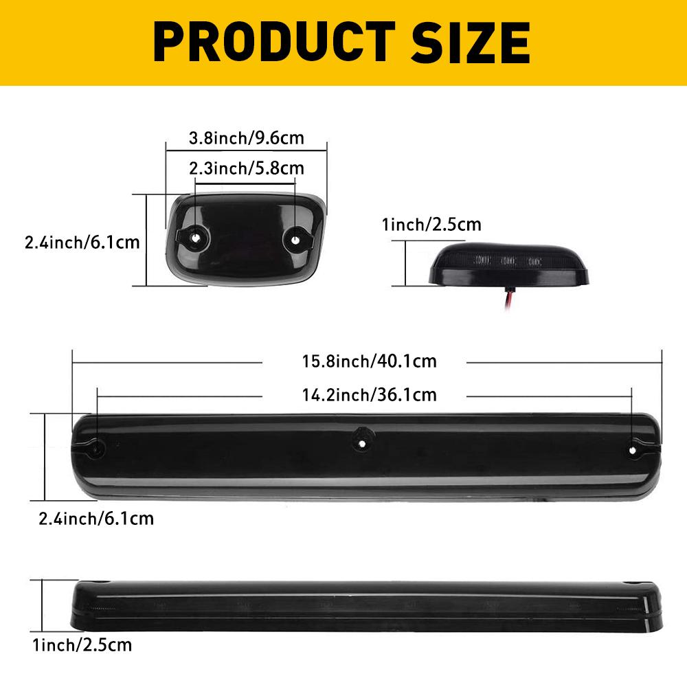 Silverado Sierra 2500HD 3500HD Chevy GMC 1500 2500 3500 2021 2020 2019 2018 2017 İçin 3 Adet Kehribar LED Kabin Tavan İşaret Lambası Montajı