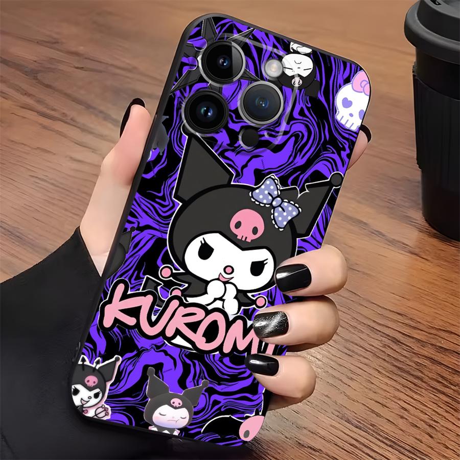 Cute Sanrio Kuromi Case for iPhone XR 17Air 7 8 13 12 11 17 Pro Max 15 16 14 Plus XS Max Black Soft Phone Cover