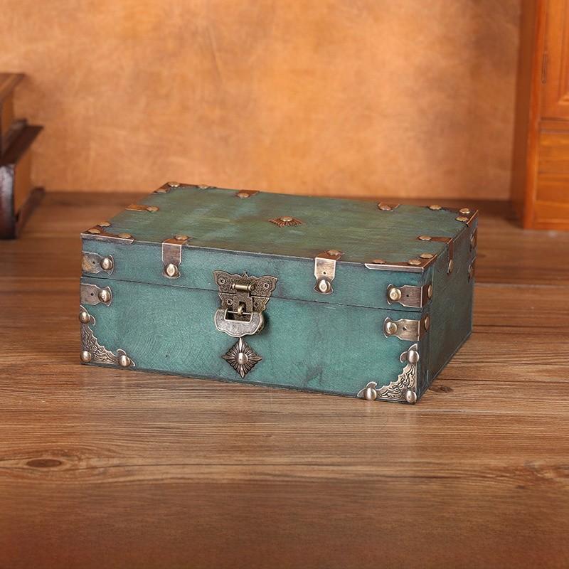 Wooden Retro Style Storage Boxes With Password Lock For Bedroom Organization