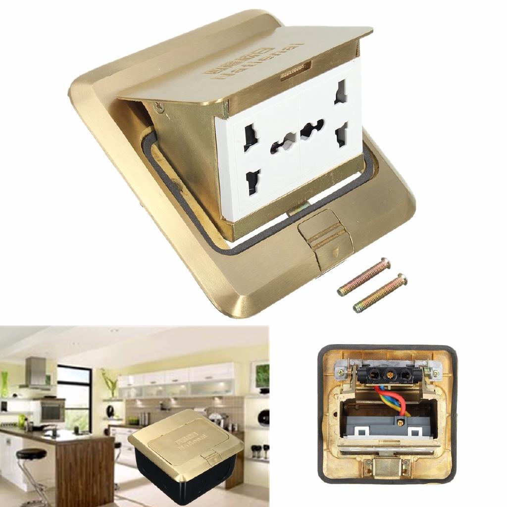 Universal 250V Floor Ground Outlet Socket 6 Prong Receptacle For Kitchen Office Home Outlet