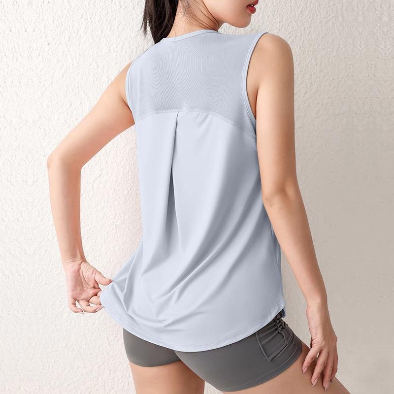 Women's Loose Quick-Dry Sports Tank Top Yoga Training Vest Sleeveless Fitness Summer Top Running Exercise Cover-Up