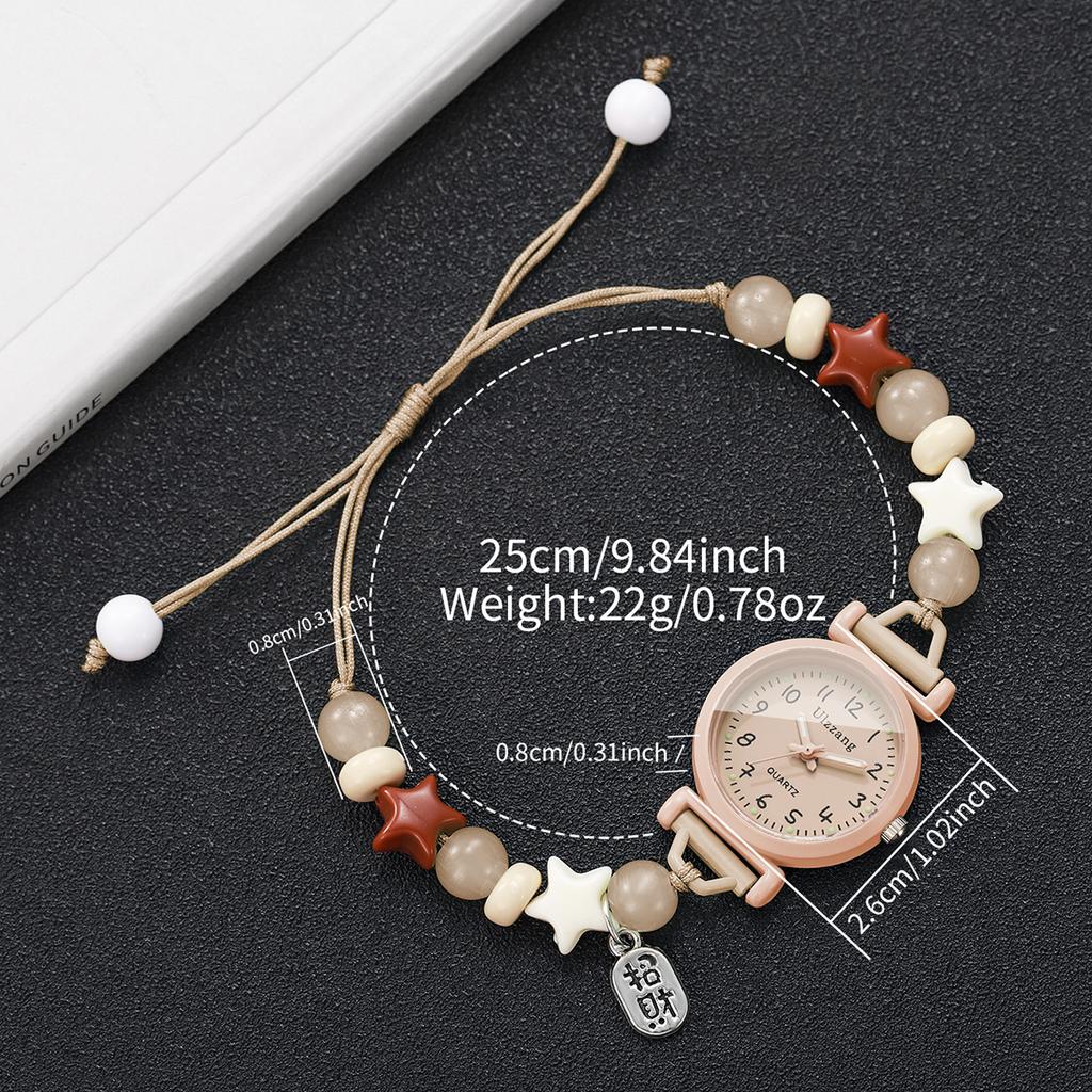 Xiaomi Fashion Women Round Dial Quartz Watch Adjustable Beaded Chain Bracelet Watches Relogio Feminino Girls Clock Gift (Without Box)