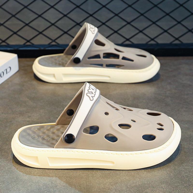 

Туфли Hole мужские на платформе нескользящие два в одном верхняя одежда спортивные пляжные сандалии 2023 новые летние офисные тапочки 44 серый